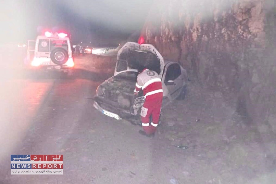 6 مصدوم براثر لغزندگی جاده و برخورد دو خودرو سواری در جاده سپیدان - یاسوج